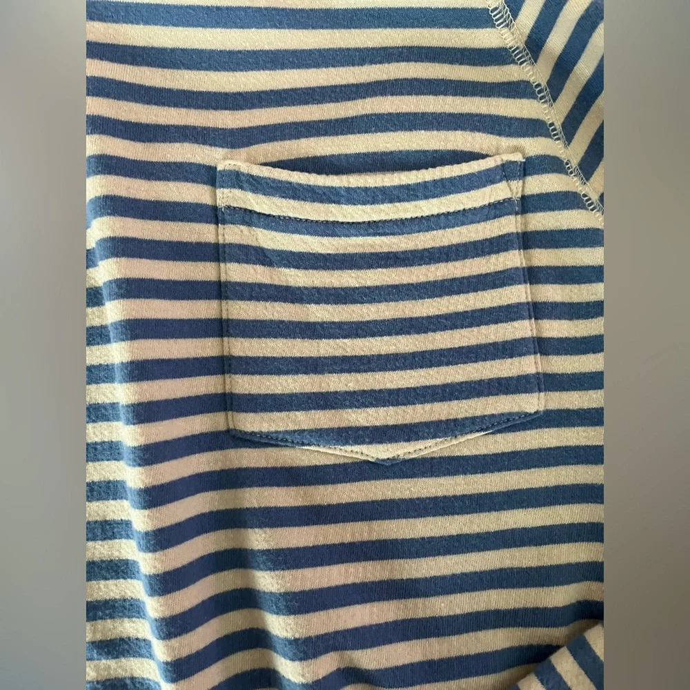Men’s J.Crew Double-knit long-sleeve raglan crewneck T-shirt blue/cream stripe M